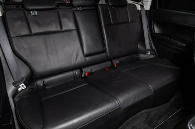 Novosibirsk, Rusya - 01 Şubat 2019: Subaru Forester, arka koltuklar close-up. Fotoğraf üzerinde bir park Novosibirs içinde modern bir araba