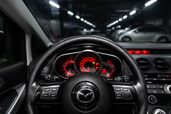 Novosibirsk Rusland Februari 2019 Mazda Close Van Het Dashboard Snelheidsmeter — Stockfoto