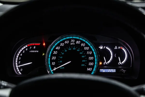 Novosibirsk Russia February 2019 Toyota Venza Close Dashboard Speedometer Tachometer — Stock Photo, Image