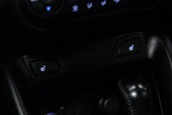 新西比尔斯克 俄罗斯 2019年2月5日 特写按钮 座椅调整按钮 在新西比尔停车场拍摄一辆现代汽车 — 图库照片