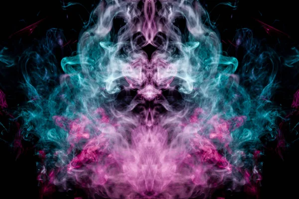 Thick Colorful Smoke Blue Pink Form Skull Monster Dragon Black — Stock Photo, Image