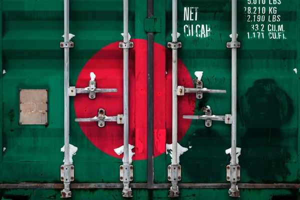 Närbild Behållaren Med Bangladesh Flagga Begreppet Export Import Bangladesh Och — Stockfoto