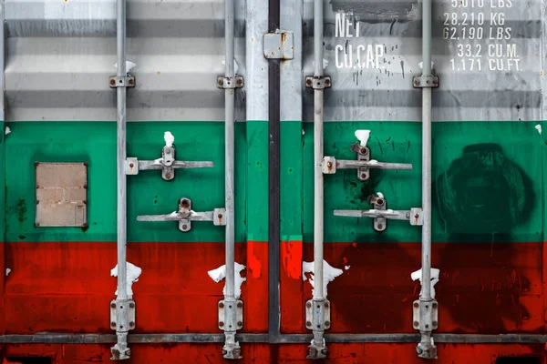 Närbild Behållare Med Bulgarien Flagga Begreppet Exportera Importera Bulgarien Och — Stockfoto
