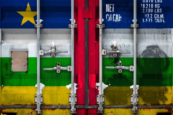 Primer Plano Del Contenedor Con Bandera Nacional República Centroafricana Concepto — Foto de Stock