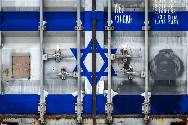 Nahaufnahme Eines Containers Mit Der Nationalflagge Israels Das Konzept Des — Stockfoto