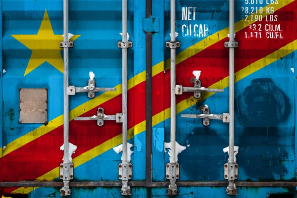 Close Container National Flag Democratic Republic Congo Concept Export Import — Stock Photo, Image