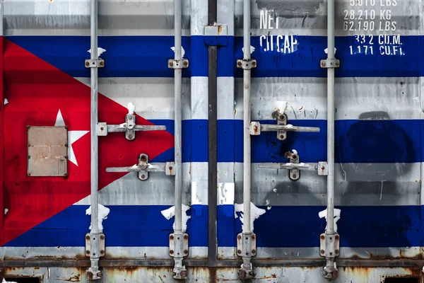 Penutupan Kontainer Dengan Bendera Nasional Kuba Konsep Ekspor Impor Kuba — Stok Foto