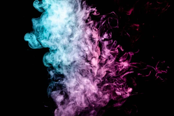 Modré Růžové Bomba Kouře Černém Pozadí Izolované — Stock fotografie
