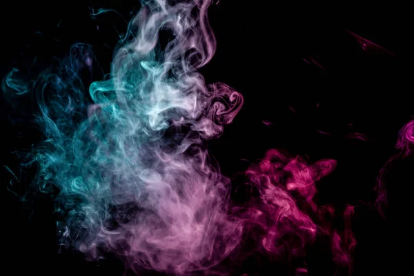 Bevroren Abstracte Beweging Ngsgevaar Rook Meerdere Blauwe Roze Kleuren Zwarte — Stockfoto