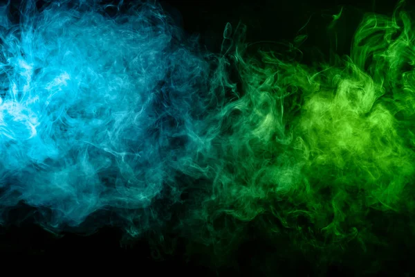 Толстый Синий Зеленый Дым Черном Изолированном Фоне Фон Дыма Вап — стоковое фото
