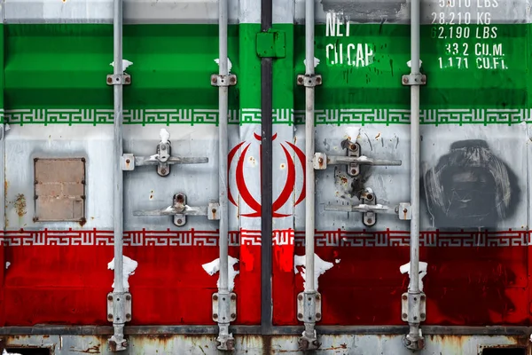 Close Container National Flag Iran Concept Iran Export Import National — Stock Photo, Image