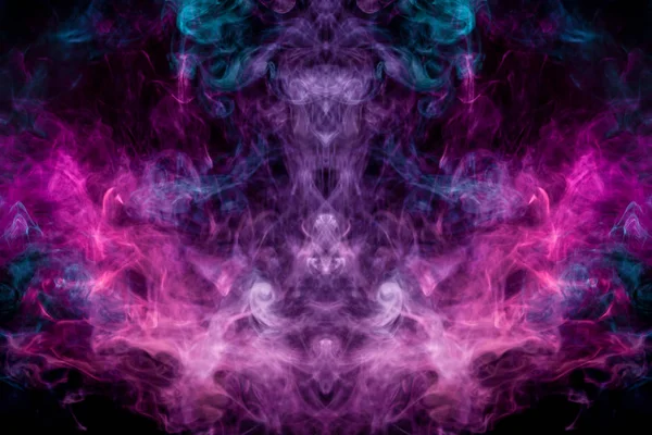 Pink Blue Cloud Smoke Black Isolated Background Form Skull Monster — Stock Photo, Image