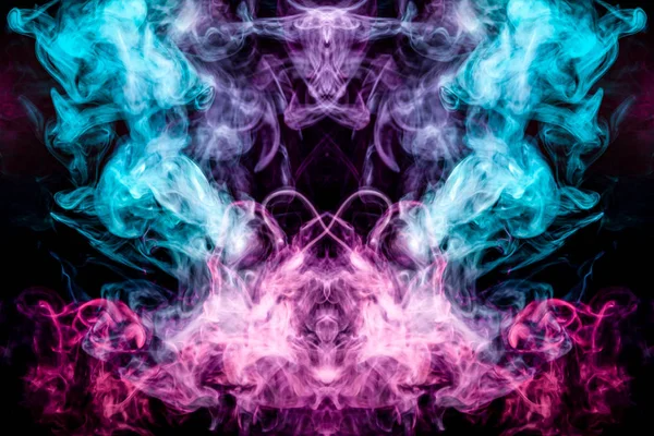 Pink Blue Cloud Smoke Black Isolated Background Form Skull Monster — Stock Photo, Image