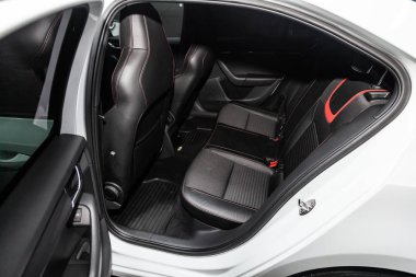 Novosibirsk, Rusya - 10 Şubat 2019: Skoda Octavia Rs, arka koltuklar close-up. Fotoğraf üzerinde bir park Novosibirs içinde modern bir araba