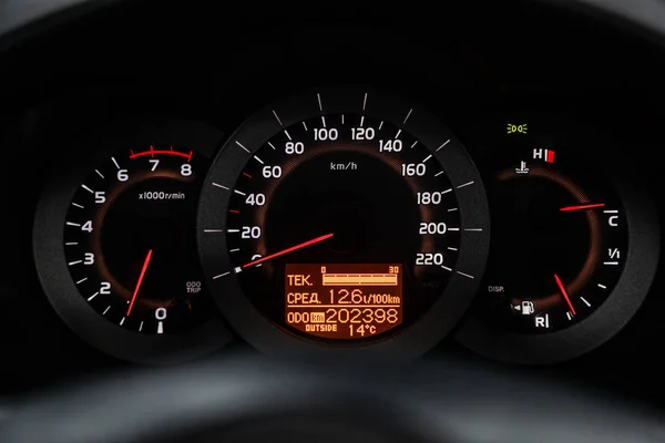 Одесса Російська Федерація Лютого 2019 Toyota Rav Закри Dashboard Спідометра — стокове фото