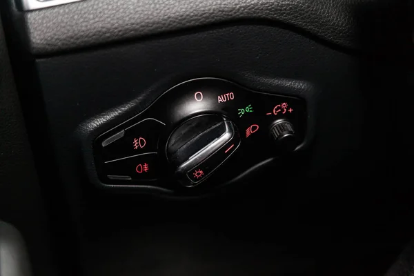 Novosibirsk Rusko Února 2019 Audi Close Tlačítek Pro Úpravu Světlometů — Stock fotografie