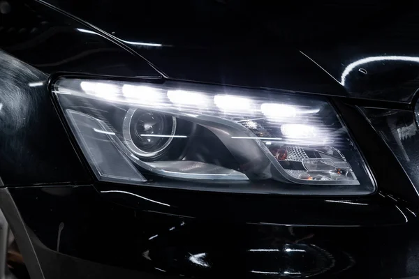 Nowosibirsk Russland Februar 2019 Audi Nahaufnahme Der Scheinwerfereinstellknöpfe Fotografie Eines — Stockfoto