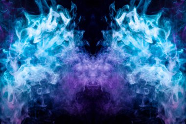 Şekil geometrisinde yapılan mavi ve pembe duman arka plan sanat. MoCap cool t-shirt için