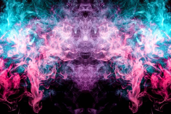 Fluffy Puffs Fumaça Azul Rosa Nevoeiro Forma Crânio Monstro Dragão — Fotografia de Stock