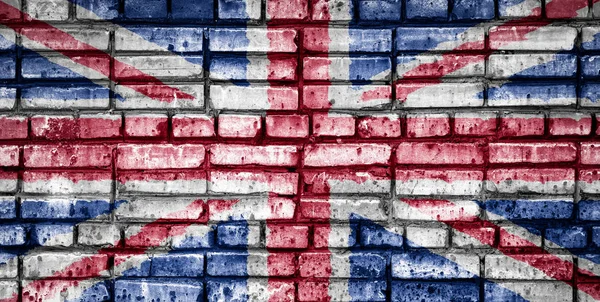 Bandeira Nacional Reino Unido Sobre Fundo Tijolo Imagem Conceito Para — Fotografia de Stock