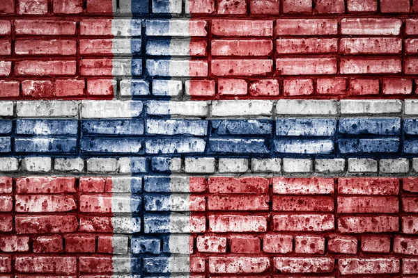 Bir Tuğla Zemin Üzerine Ulusal Bayrak Norveç Kavram Resim Norveç — Stok fotoğraf
