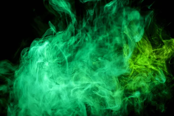 Abstract Art Colored Green Smoke Black Isolated Background Stop Movement — Stock Photo, Image