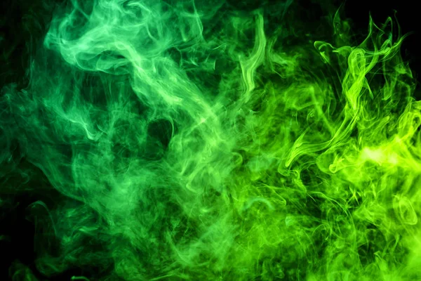 Nube Verde Humo Fondo Negro Aislado Antecedentes Del Humo Del — Foto de Stock