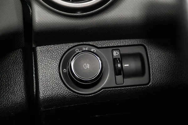 Novosibirsk Russia February 2019 Chevrolet Aveo Close Headlight Adjustment Buttons — Stock Photo, Image
