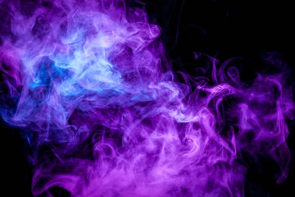 Arte Abstrata Cor Púrpura Azul Fumaça Sobre Fundo Isolado Preto — Fotografia de Stock