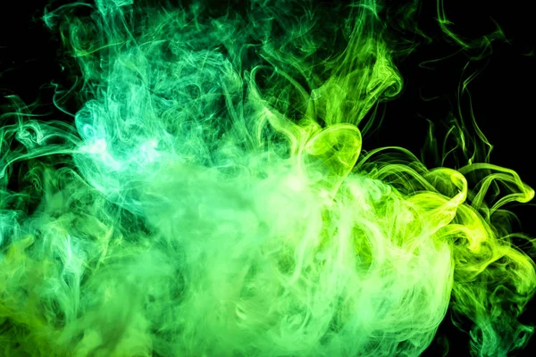 Frozen Abstract Movement Explosion Smoke Multiple Green Colors Black Background — Stock Photo, Image