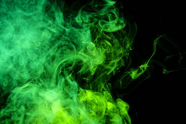 Kouř Černé Izolované Poza Zelená Bomba — Stock fotografie