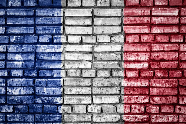 Bandiera Nazionale Francia Sfondo Mattone Concetto Immagine Francia Lingua Persone — Foto Stock