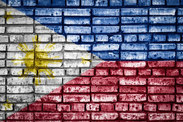 Bandera Nacional Filipinas Sobre Fondo Ladrillo Imagen Conceptual Para Filipinas — Foto de Stock