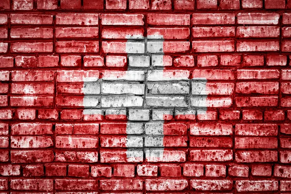 Státní Vlajka Švýcarska Cihlová Kjiž Existující Léčbě Koncept Obrázek Pro — Stock fotografie