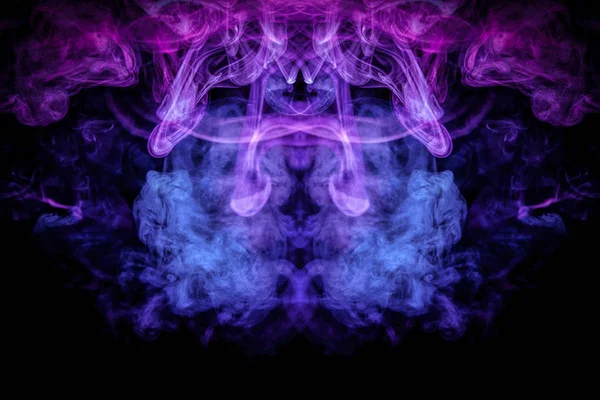 Dense Multicolored Smoke Blue Purple Colors Form Skull Monster Dragon — Stock Photo, Image