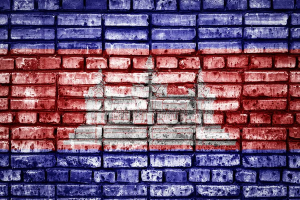 Nationalflagge Kambodschas Auf Einem Backsteinhintergrund Konzeptbild Für Kambodscha Sprache Menschen — Stockfoto