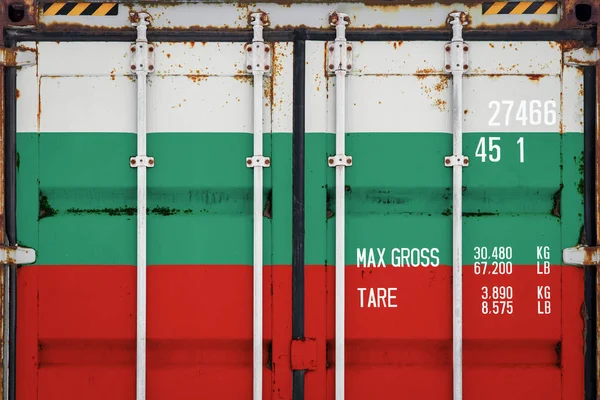 Närbild Behållaren Med Bulgarien Flagga Begreppet Bulgarien Exportera Importera Och — Stockfoto