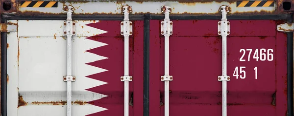 Detail Kontejneru Státní Vlajka Kataru Pojem Katar Exportu Importu Národní — Stock fotografie