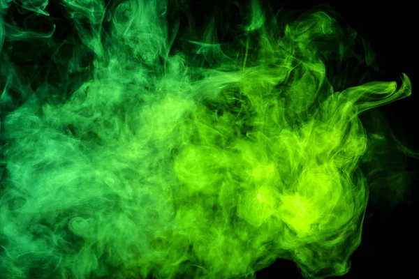 Brouillard Coloré Avec Gel Vert Vif Sur Fond Foncé — Photo