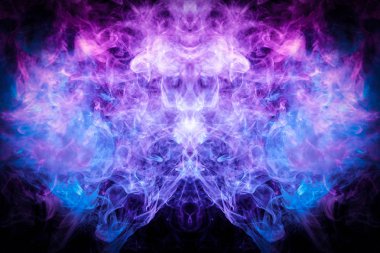 Şekil geometrisinde yapılan mavi ve pembe duman arka plan sanat. MoCap cool t-shirt için