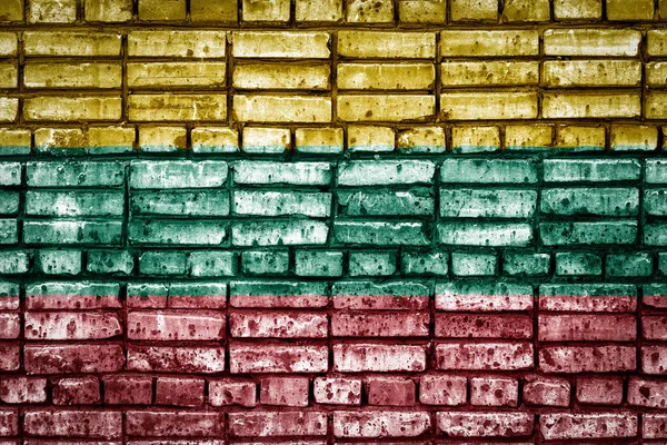 Nemzeti Litvánia Zászlaja Tégla Háttér Koncepció Kép Litvánia Esetében Nyelvi — Stock Fotó