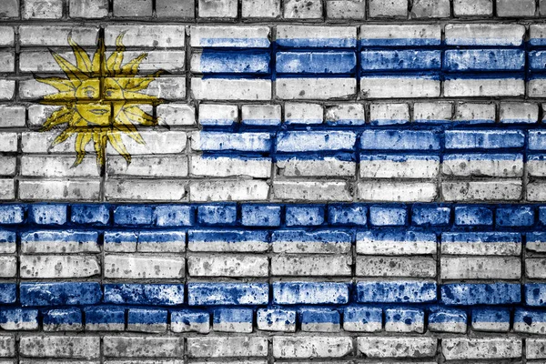 Національний Прапор Уругваю Фоні Цегли Концепція Зображення Уругвай Мова Людей — стокове фото