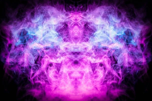 Thick Colorful Smoke Blue Pink Form Skull Monster Dragon Black — Stock Photo, Image