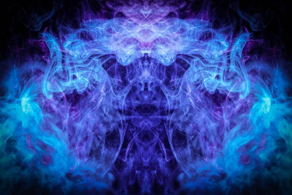 abstract fractal background.  Fantasy  blue and pink smoke abstract on black background.