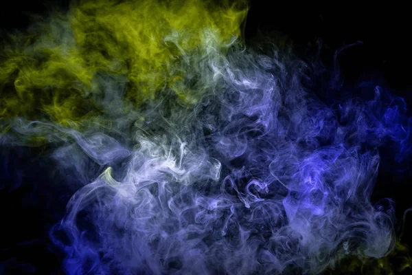 Mouvement Abstrait Congelé Explosion Fumée Plusieurs Couleurs Vert Bleu Sur — Photo