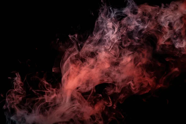 Bliska Wirujące Czerwonego Niebieskiego Dymu Czarne Białym Tle — Zdjęcie stockowe