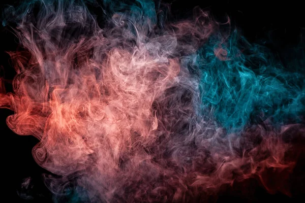 Fumée Épaisse Colorée Bleue Rouge Sous Forme Papillon Sur Fond — Photo