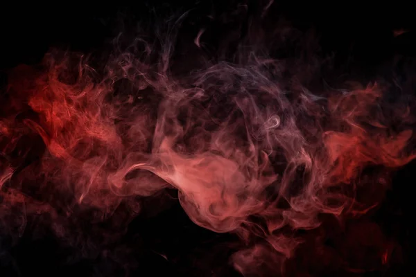 Dense Multicolored Smoke Blue Red Colors Black Isolated Background Background — Stock Photo, Image