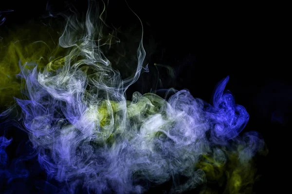 Ομίχλη Χρωματισμένο Έντονο Πράσινο Και Μπλε Gel Σκούρο Φόντο — Φωτογραφία Αρχείου