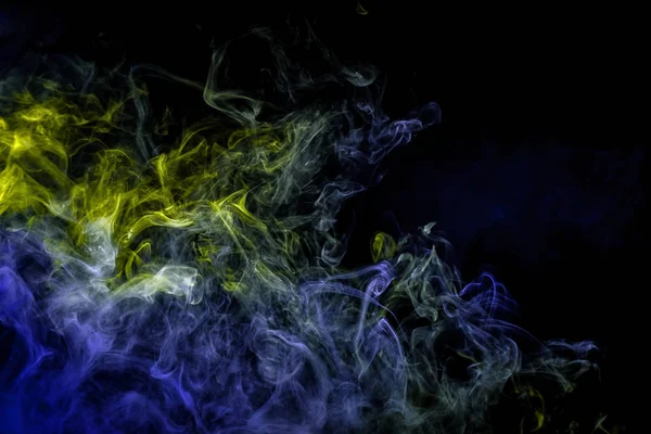Mouvement Abstrait Congelé Explosion Fumée Plusieurs Couleurs Vert Bleu Sur — Photo